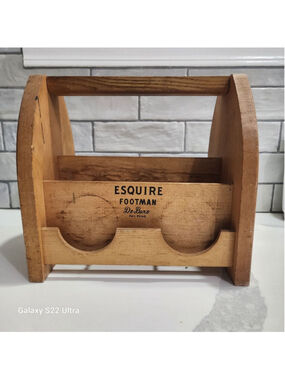 Vintage Esquire Brown Wood Shoe Shine Box Storage
